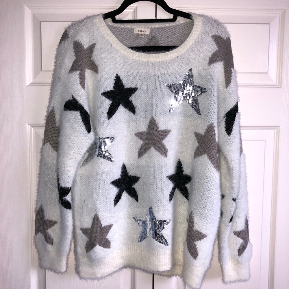 Scoop Neck Star Sweater